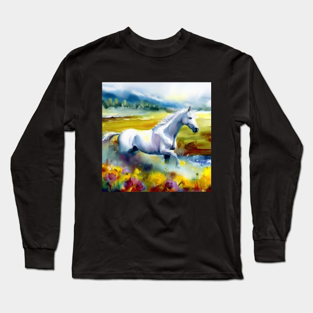 White Horse . Long Sleeve T-Shirt by Canadaman99